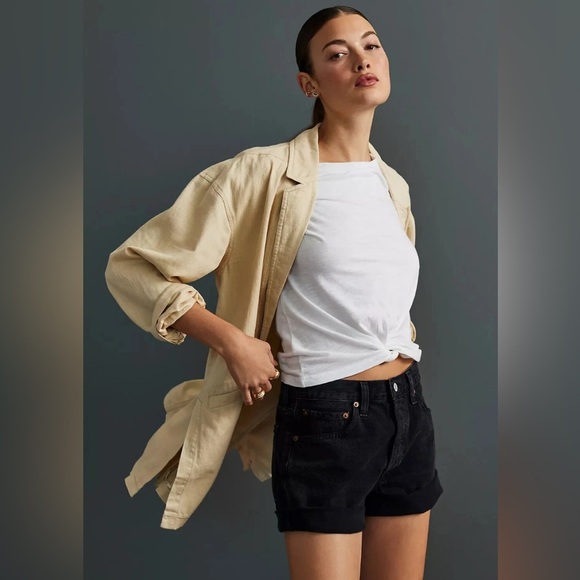 Pilcro Linen Oversized Tan Blazer‎ Size M Beige - Picture 4 of 11